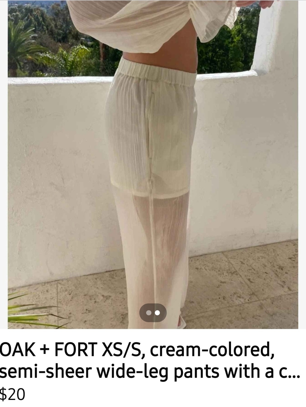 OAK + FORT Kids Cream Semi-Sheer Wide-Leg Pants